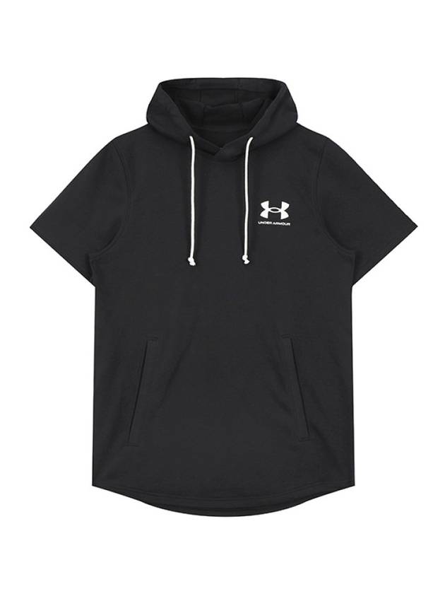 Rival Terry Short Sleeve Hoodie Black - UNDER ARMOUR - BALAAN 1