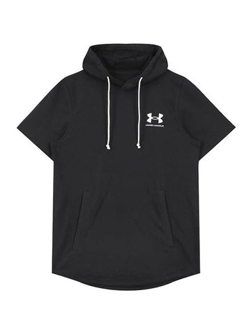 Rival Terry Short Sleeve Hoodie Black - UNDER ARMOUR - BALAAN 1