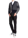 Funmix Donnyroll Cable 4 Bar V-Neck Cardigan Medium Grey - THOM BROWNE - BALAAN 7