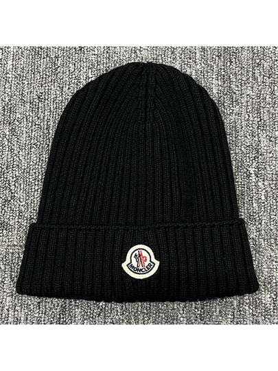 Kids Logo Patch Wool Beanie Black 3B00015 M1131 999 - MONCLER - BALAAN 2