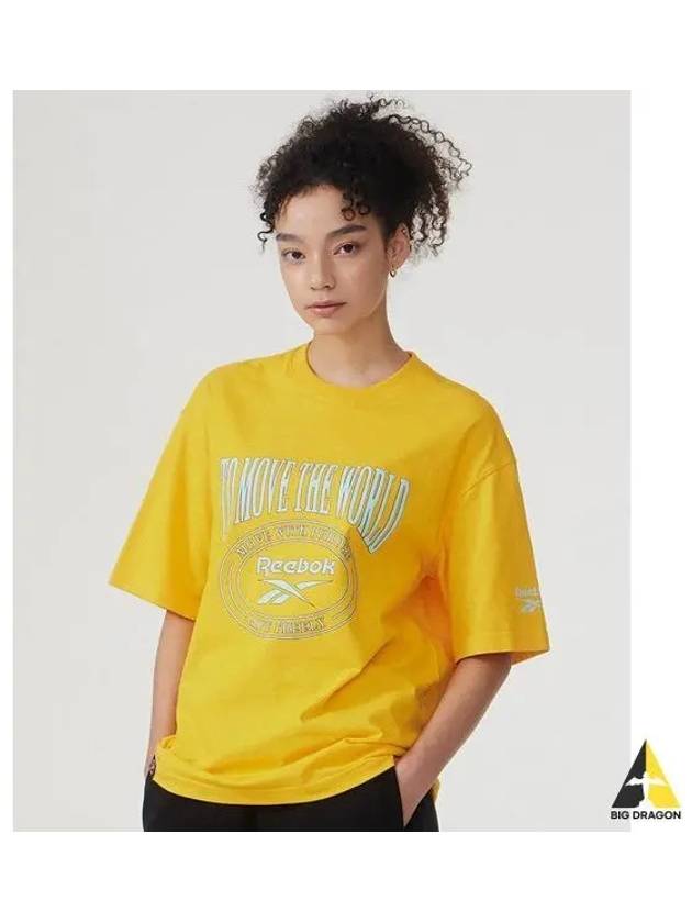 Varsity Logo T Shirt Yellow - REEBOK - BALAAN 1