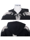 Wings Print Cotton Zip-Up Hoodie Black - MARCELO BURLON - BALAAN 5