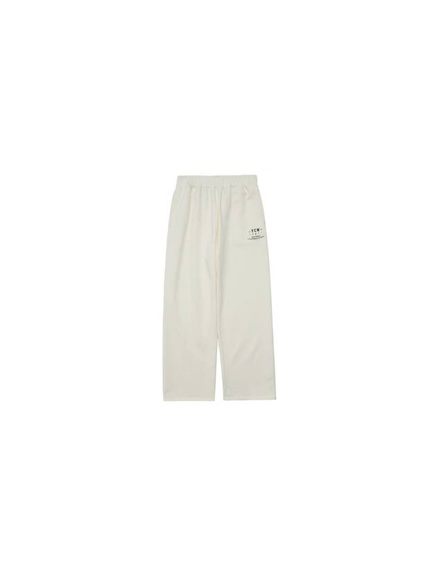 Glossy Logo Wide Sweatpants Cream - YCW - BALAAN 1