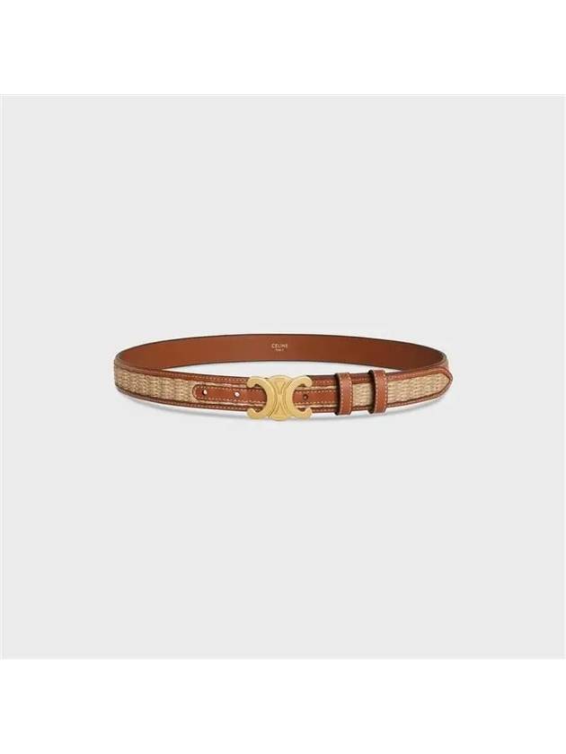 Raffia Effect Textile Calfskin Medium Triomphe Belt Tan - CELINE - BALAAN 4