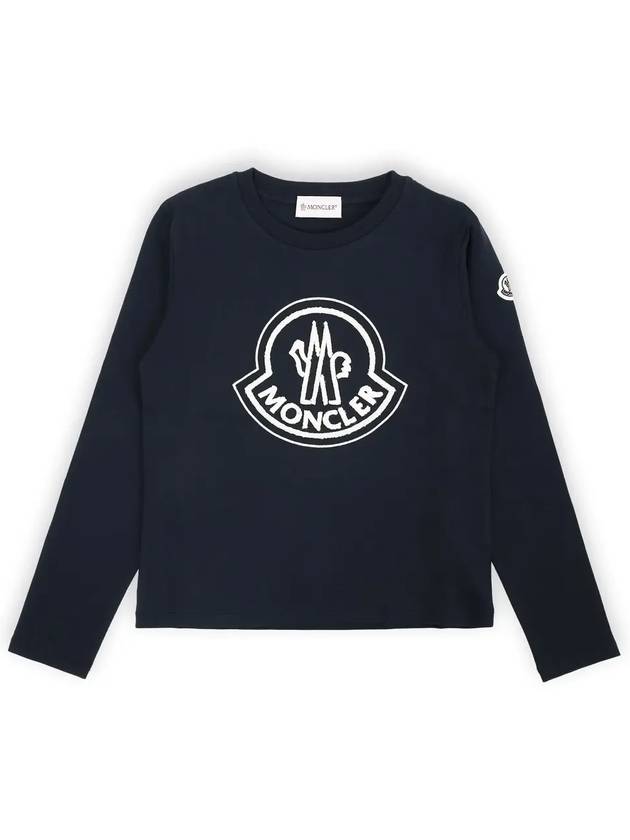 Kids Lettering Logo Long Sleeve T Shirt Navy 8D00003 83907 778 8 10A - MONCLER - BALAAN 3