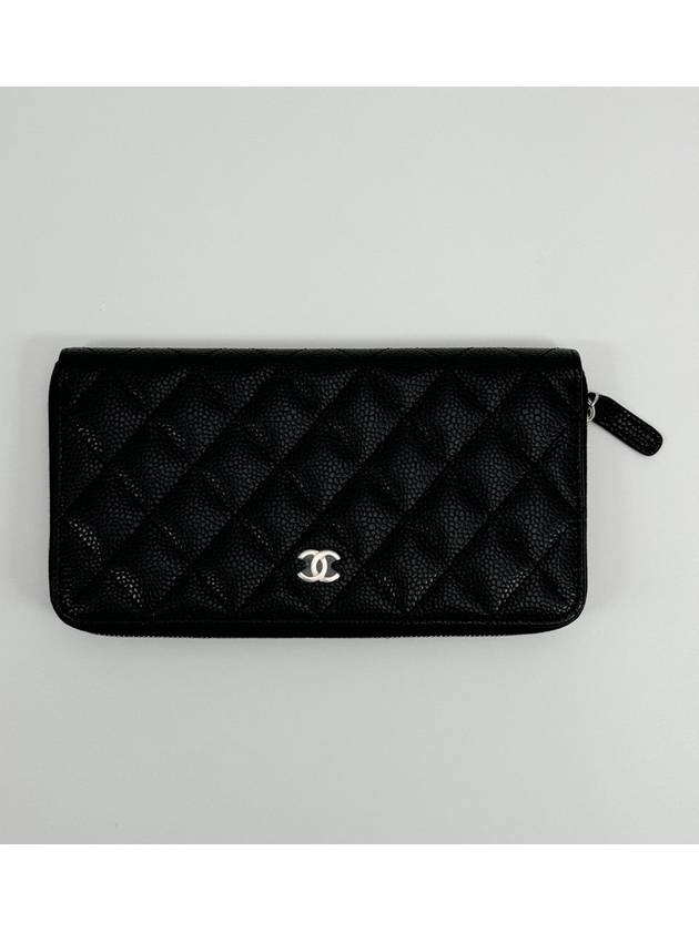 Classic Caviar Silver Zipper Long Wallet Black - CHANEL - BALAAN 3