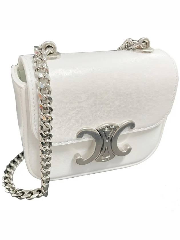 Triomphe Chain Shiny Calfskin Small Cross Bag Blanc - CELINE - BALAAN 5