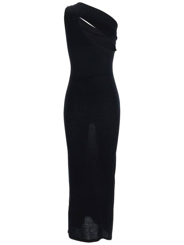 Black Long Dress With Jewel Detail On The Front In Viscose Blend Woman - FEDERICA TOSI - BALAAN 2