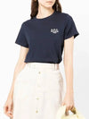 Denise Embroidered Short Sleeve T-shirt Navy - A.P.C. - BALAAN 3