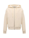 Logo Patch Cotton Zip-up Hoodie Beige - JIL SANDER - BALAAN 1