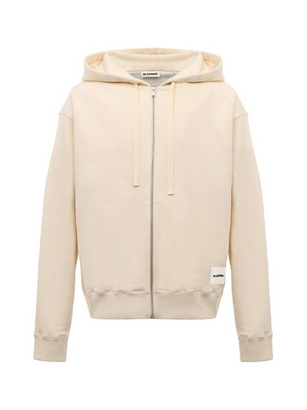 Logo Patch Cotton Zip-up Hoodie Beige - JIL SANDER - BALAAN 1