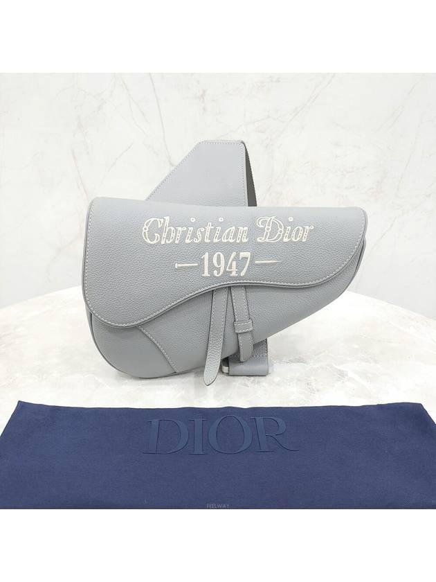 Lux You New Product 1947 Stitched Gray Grain Saddle Bag - DIOR - BALAAN 8