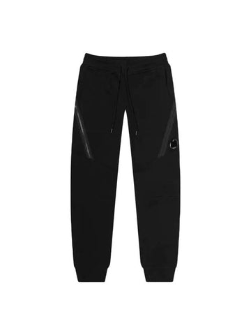 Diagonal Raised Fleece Zipped Track Pants Black - CP COMPANY - 1