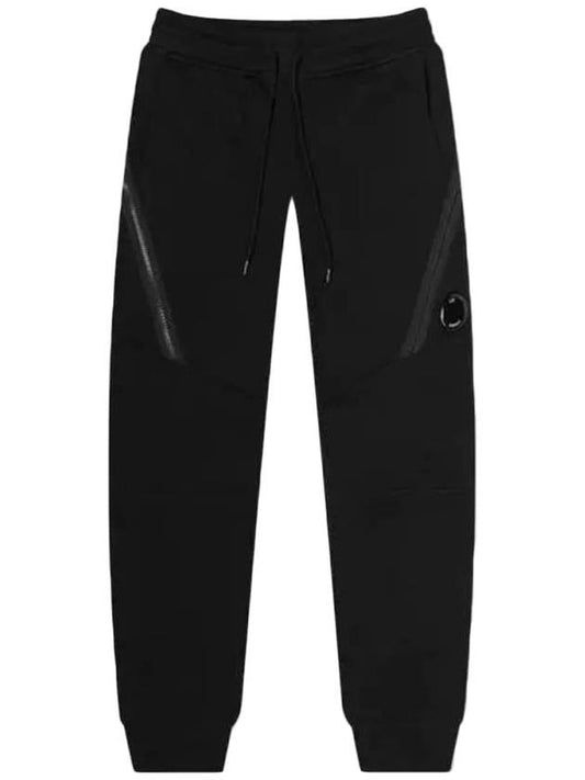 Diagonal Raised Fleece Zipped Track Pants Black - CP COMPANY - 1
