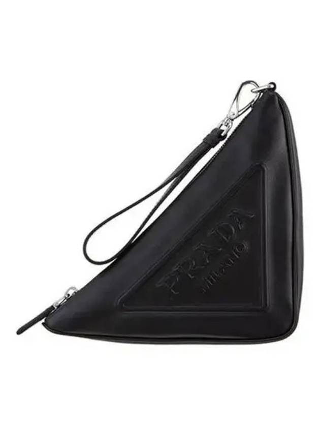 Embossed Logo Triangle Pouch Bag Black - PRADA - BALAAN 2