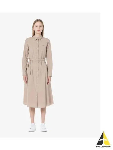 Women s Cotton Flare Shirt Dress Beige - LACOSTE - BALAAN 1