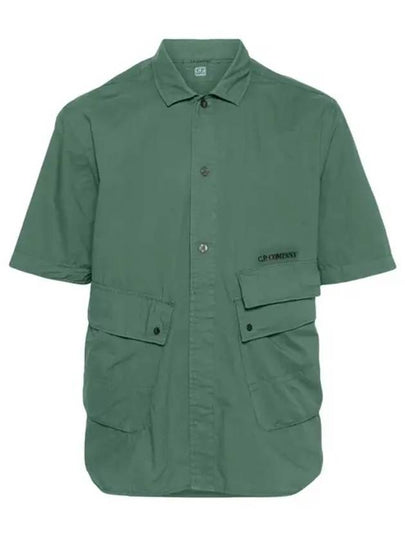 Cotton Popeline Pocket Short Sleeve Shirt Green - CP COMPANY - BALAAN 2