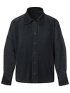 Collar Neck Snap Button Pleats Jacket Black - MONPLISSE - BALAAN 1