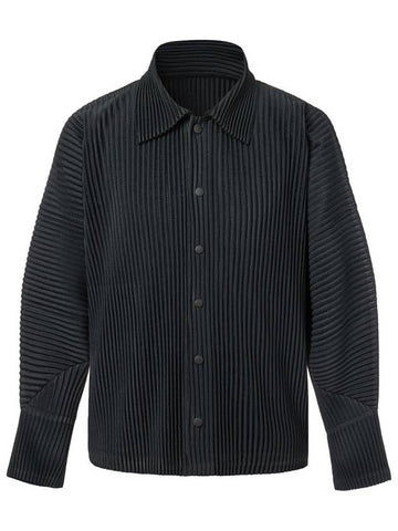 Collar Neck Snap Button Pleats Jacket Black - MONPLISSE - BALAAN 1