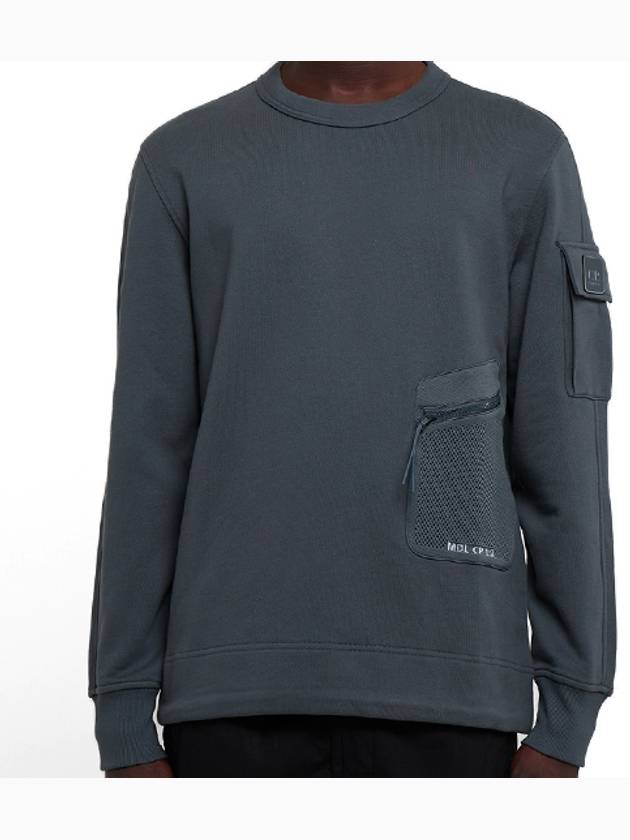 Metropolis Diagonal Fleece Utility Pocket Sweatshirt Charcoal - CP COMPANY - BALAAN.