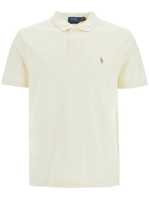 Embroidered Brown Pony Slim Fit Polo Shirt Beige - POLO RALPH LAUREN - BALAAN 2