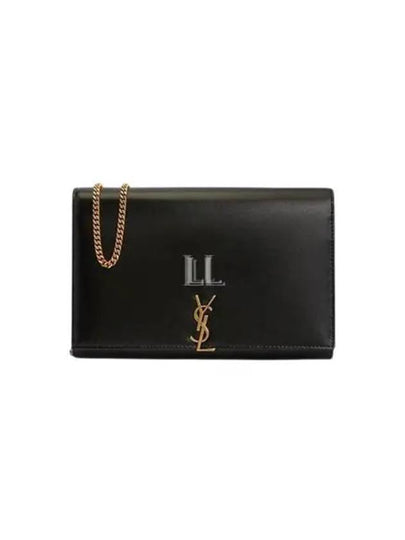 Monogram Chain Glossy Leather Shoulder Bag Black - SAINT LAURENT - BALAAN 2