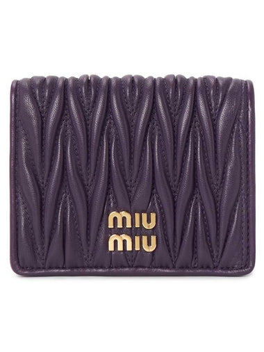 Matelasse Leather Half Wallet Purple - MIU MIU - BALAAN 1