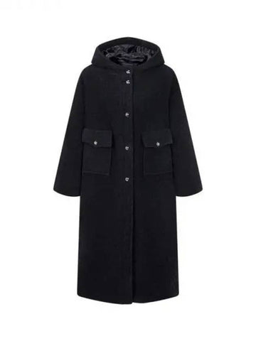 Women s Hooded Boucle Single Coat Black 271091 - EMPORIO ARMANI - BALAAN 1