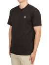 Slimfit Cotton Jersey Short Sleeve T-shirt Black - STONE ISLAND - BALAAN 3