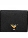 Saffiano Metal Logo Gold Fold Wallet Black - PRADA - BALAAN 2