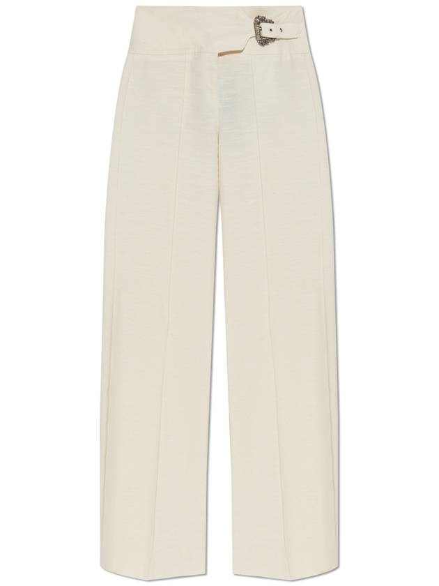 Versace Jeans Couture Trousers With Belt, Women's, Cream - VERSACE - BALAAN 1