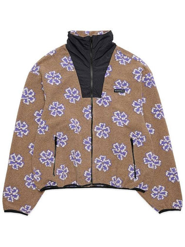 Bluemarble Men's Beige Flower Fleece Track Jacket, Size Small - BLUEMARBLE - BALAAN 1