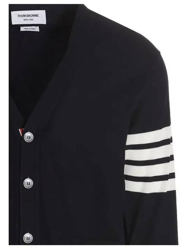 Men's Sustainable Classic Diagonal Wool Cardigan Navy - THOM BROWNE - BALAAN 7