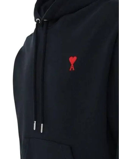 Paris Embroidered Front Logo Kangaroo Pocket Hoodie Black - AMI - BALAAN 2