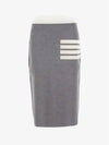 Double Face Merino 4 Bar A Line Skirt Light Grey - THOM BROWNE - BALAAN 2