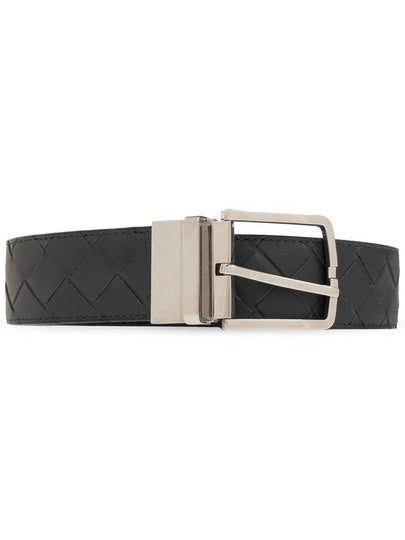 Intrecciato Reversible Leather Belt Black Blue - BOTTEGA VENETA - BALAAN 2