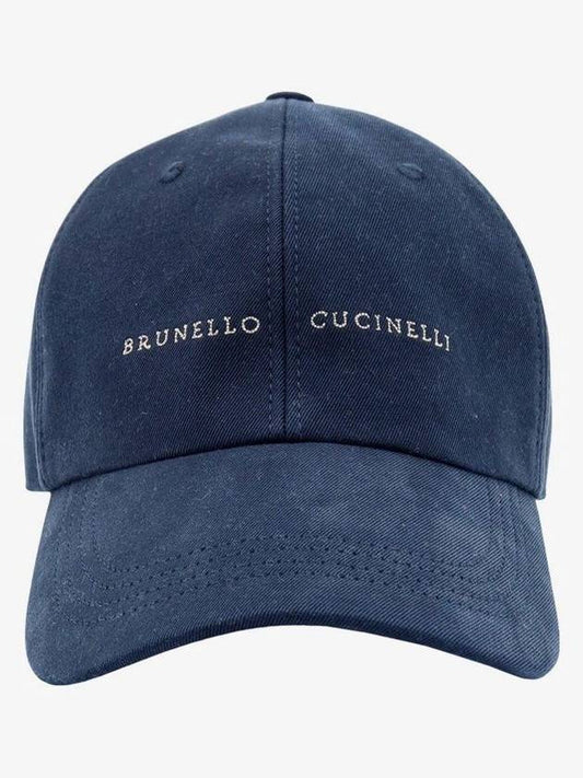 Embroidered Logo Cotton Ball Cap Blue - BRUNELLO CUCINELLI - BALAAN 1