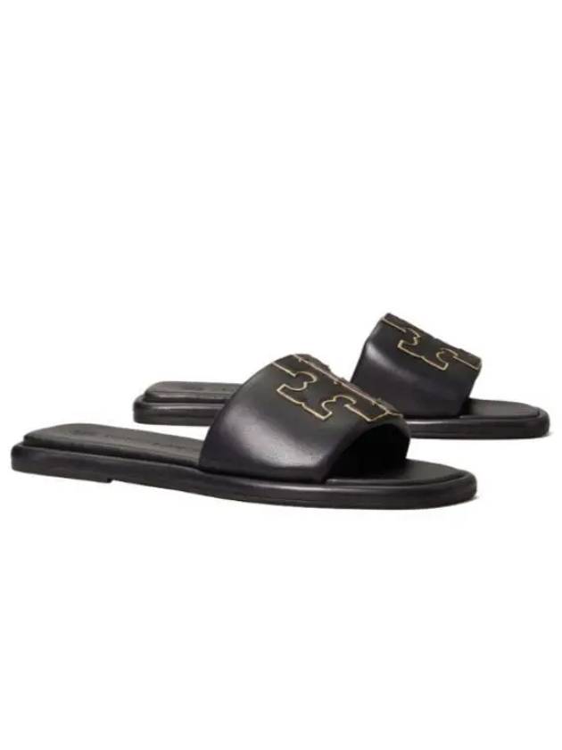 Double T Slide Slippers Black - TORY BURCH - BALAAN 2