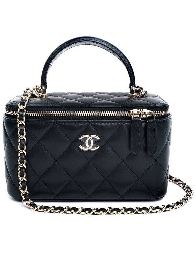 Gold Hardware Chain Lambskin Cosmetic Cross Bag Black - CHANEL - BALAAN 3