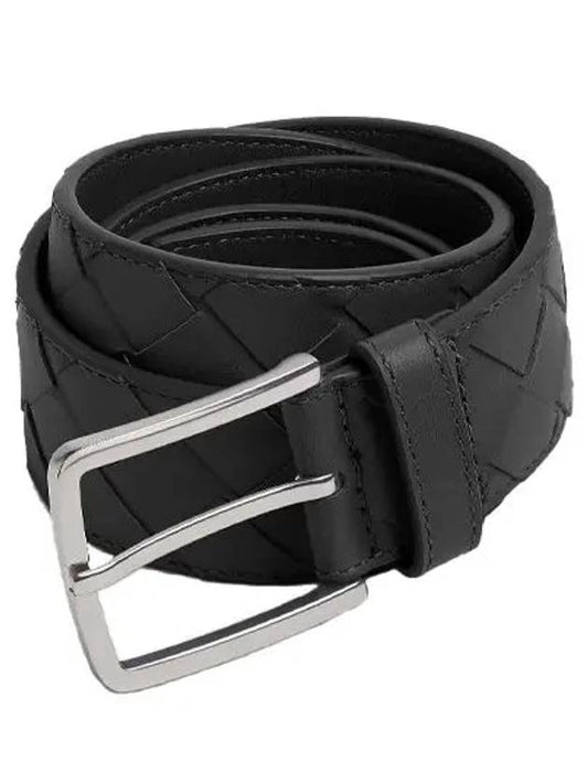 Intrecciato Leather Belt Black - BOTTEGA VENETA - BALAAN 2