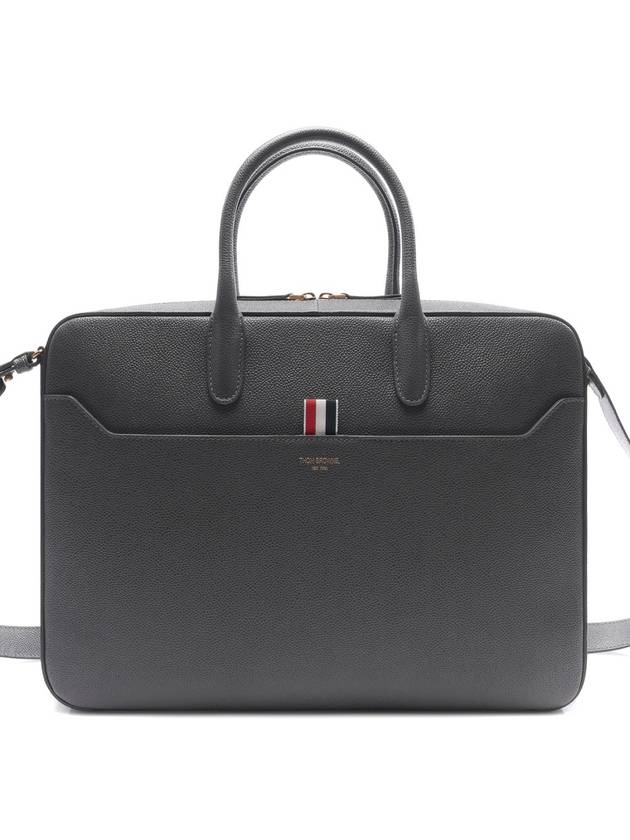 Pebble Grain Leather Brief Case Grey - THOM BROWNE - BALAAN 3