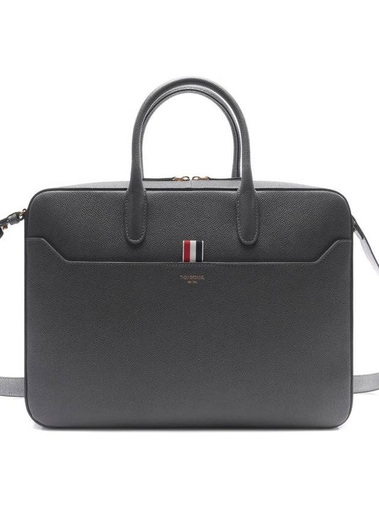 Pebble Grain Leather Brief Case Grey - THOM BROWNE - BALAAN 2