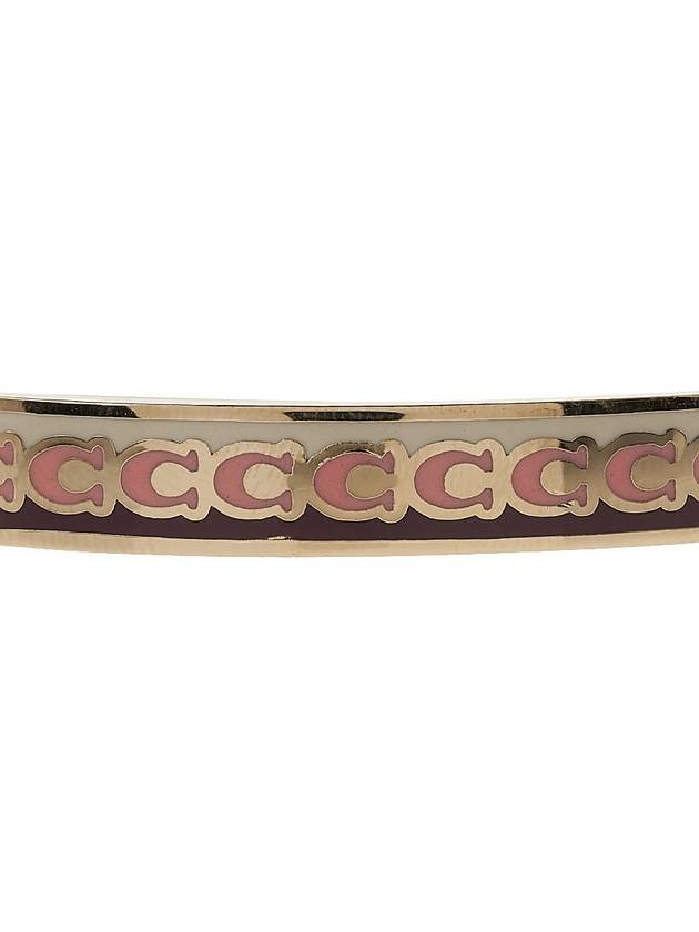 Logo Pattern Hinged Bangle Bracelet Gold Pink - COACH - BALAAN 6