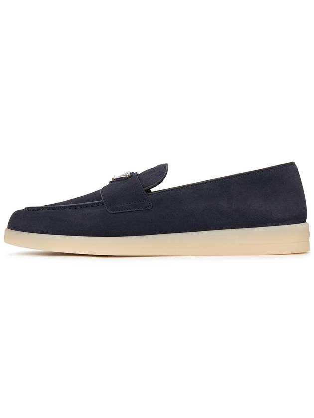 Triangle Logo Suede Loafers Navy - PRADA - BALAAN 5