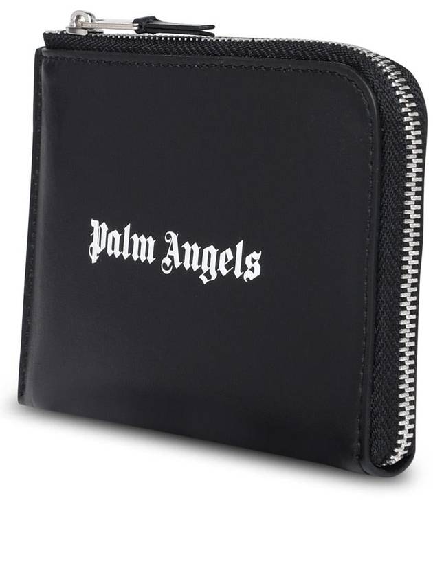 Logo Printed Zipped Card Wallet Black - PALM ANGELS - BALAAN 3