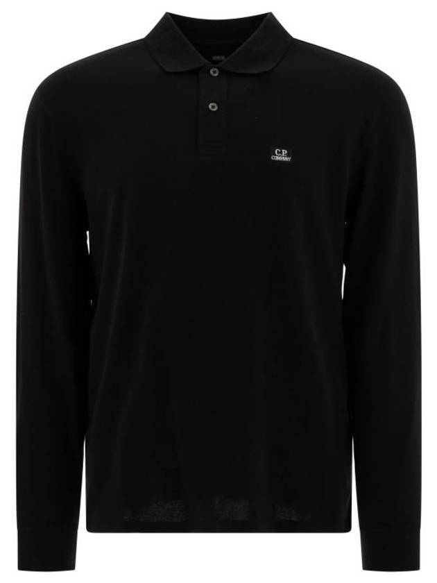 Logo Cotton Long Sleeve Polo Shirt Black - CP COMPANY - BALAAN 1