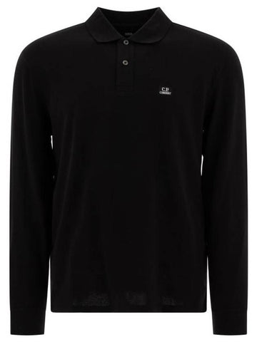 Logo Cotton Long Sleeve Polo Shirt Black - CP COMPANY - BALAAN 1