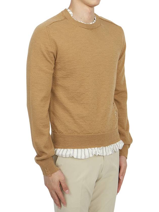 Distressed Layered Wool Knit Top Camel - MAISON MARGIELA - BALAAN 4