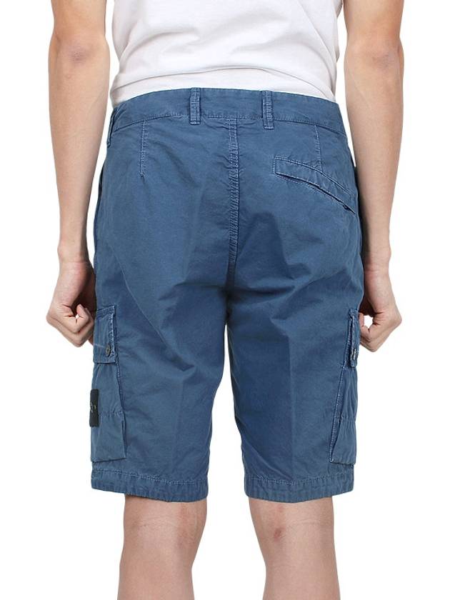 Logo Cotton Slim Cargo Shorts Blue - STONE ISLAND - BALAAN 6