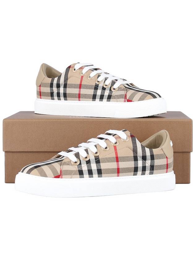 Vintage Check and Leather Sneakers Archive Beige - BURBERRY - BALAAN 11